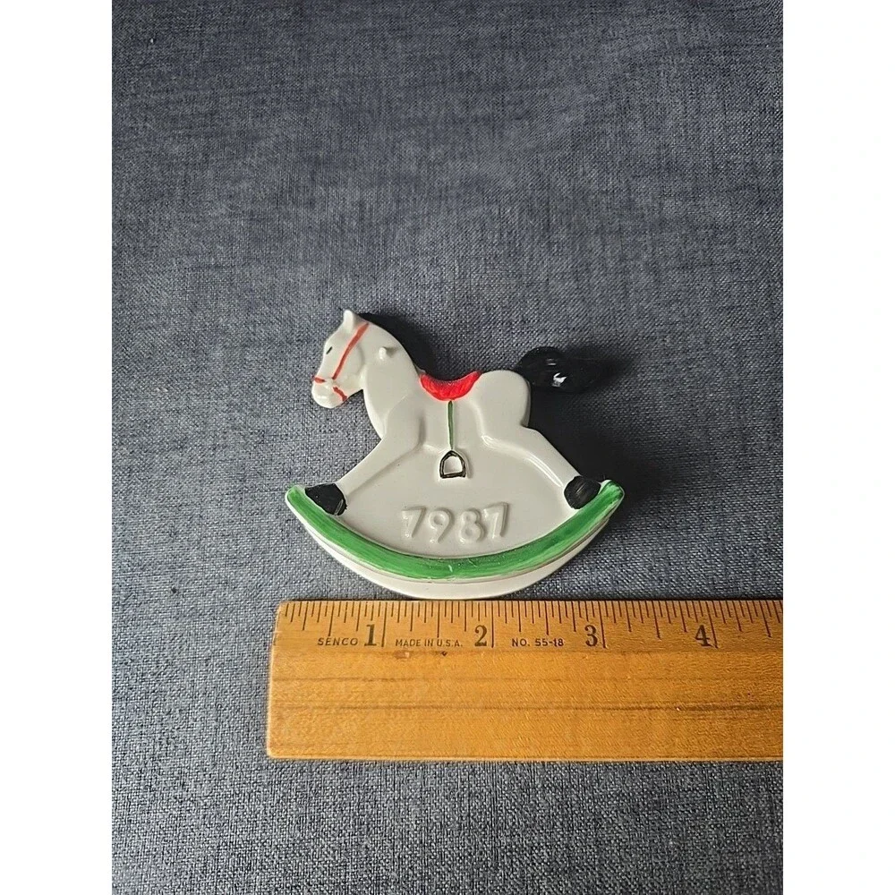 Vintage Goebel 1987 Rocking Horse Christmas Ornament West Germany Porcelain